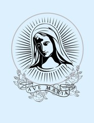 Ave Maria, art vector t-shirt design - obrazy, fototapety, plakaty