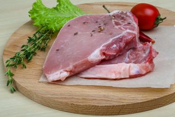 Raw pork steak