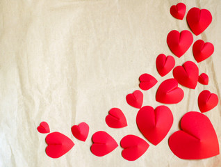 Hearts shape on old paper background