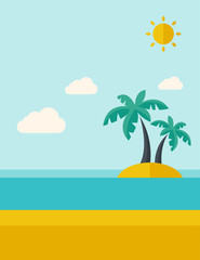Fototapeta na wymiar Tropical sea island with palm trees.