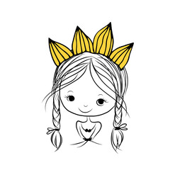 Girls princess with crown on head for your design