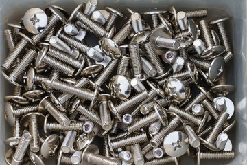 Pile of ball head stainless steel bolts
