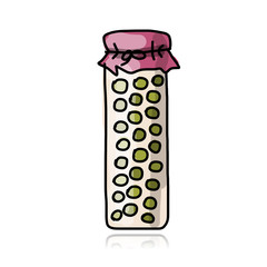 Bank of pickled green pea, sketch for your design