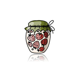 Jar with strawberry jam, sketch for your design