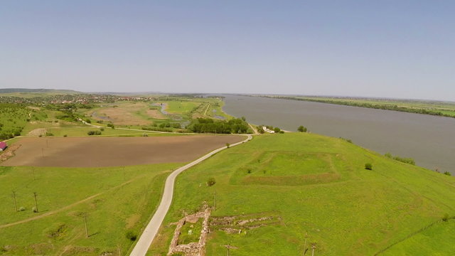 Ruins of the ancient fort of Noviodunum, aerial 