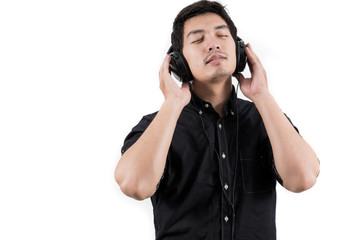 Isolated asian man with headset