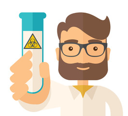 Scientists experimenting with glass tube