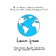 Globe Logo Blue World Map Hand Draw Color Icon 