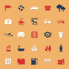 Map place classic color icons with shadow