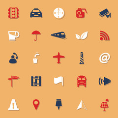 Map sign classic color icons with shadow