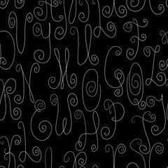 Seamless pattern with hand drawn letters. Vector illustration