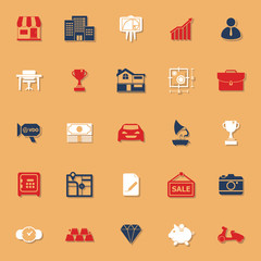 Asset and property classic color icons with shadow