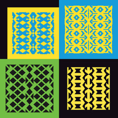 Set of four seamless patterns. Vintage geometric ornaments.