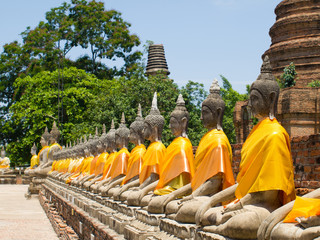 Fototapeta na wymiar Ancient Buddha at Wat Yai Chai Mongkhon of Ayuthaya, Thailand