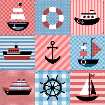 Patchwork with sea transport