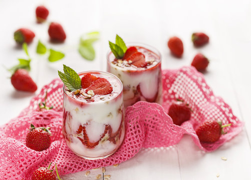 Strawberry parfait. Delicious dessert