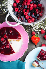 Homemade summer berries fruit cheesecake