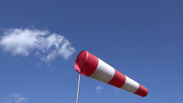 Inflated air sleeve windsock show direction of wind blowing. 4K