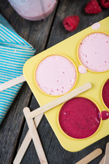 making homemade summer fruit lolly pops