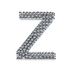 Metallic spheres alphabet letter symbol - Z isolated on white ba