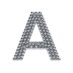 Metallic spheres alphabet letter symbol - A isolated on white ba
