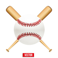 Vector illustration of baseball leather ball and wooden bats.