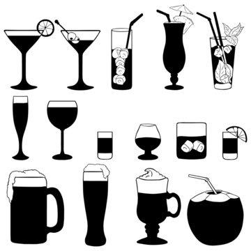 Vector Set of Cocktails and Alcohol Drinks
