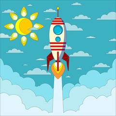 Rocket on the blue sky, vector illustration © alekseiveprev