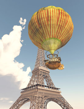 Fantasy Hot Air Balloon and Eiffel Tower