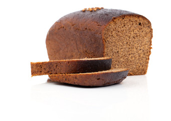 Rye bread slice isolated on white background