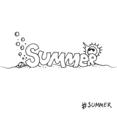Fototapeta na wymiar Hand drawn graphical lettering summer