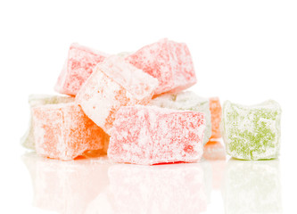 delicious dessert Turkish delight, on a white background