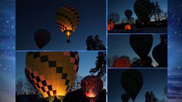 Ballongl&uuml;hen am Abend in mehreren clips