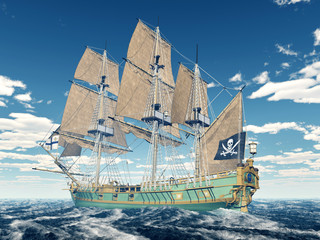 Pirate ship of the 18th century © Michael Rosskothen