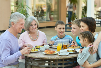 Happy family at breakfast 