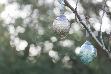 Christmas bauble hanging outside