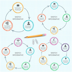 Vector doodle circle elements for infographic.