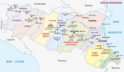 Fototapeta na wymiar emilia-romagna administrative map