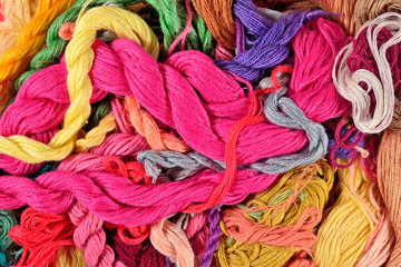 Colorful embroidery floss background