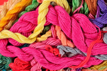 Colorful embroidery floss background