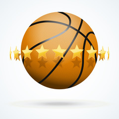 Vector illustration of basketball ball with golden stars