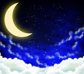 Obraz na płótnie Canvas crescent on a cloudy night sky