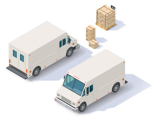 Vector isometric delivery van
