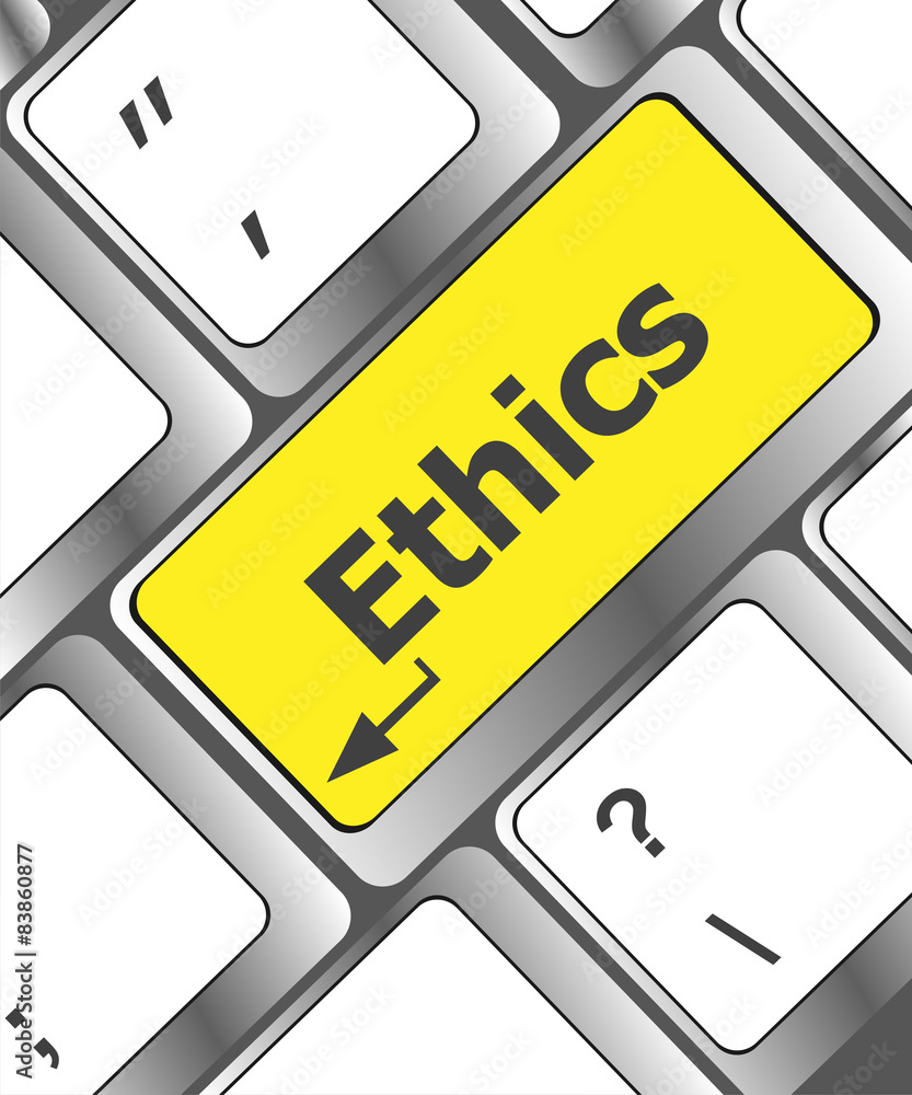 Poster ethics concept on the modern computer keyboard key