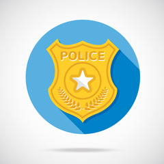 Police officer badge icon. Flat design vector illustration