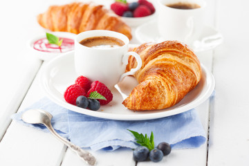 Croissants and coffee for breakfast