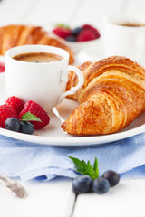 Croissants and coffee for breakfast