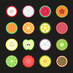 Set Fruit Tropical icon, Vector illustration