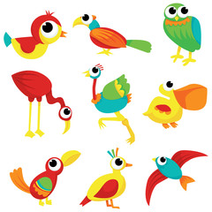 Flock of Cartoon Birds