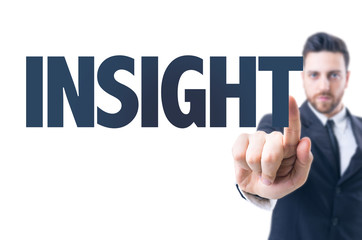 Business man pointing the text: Insight